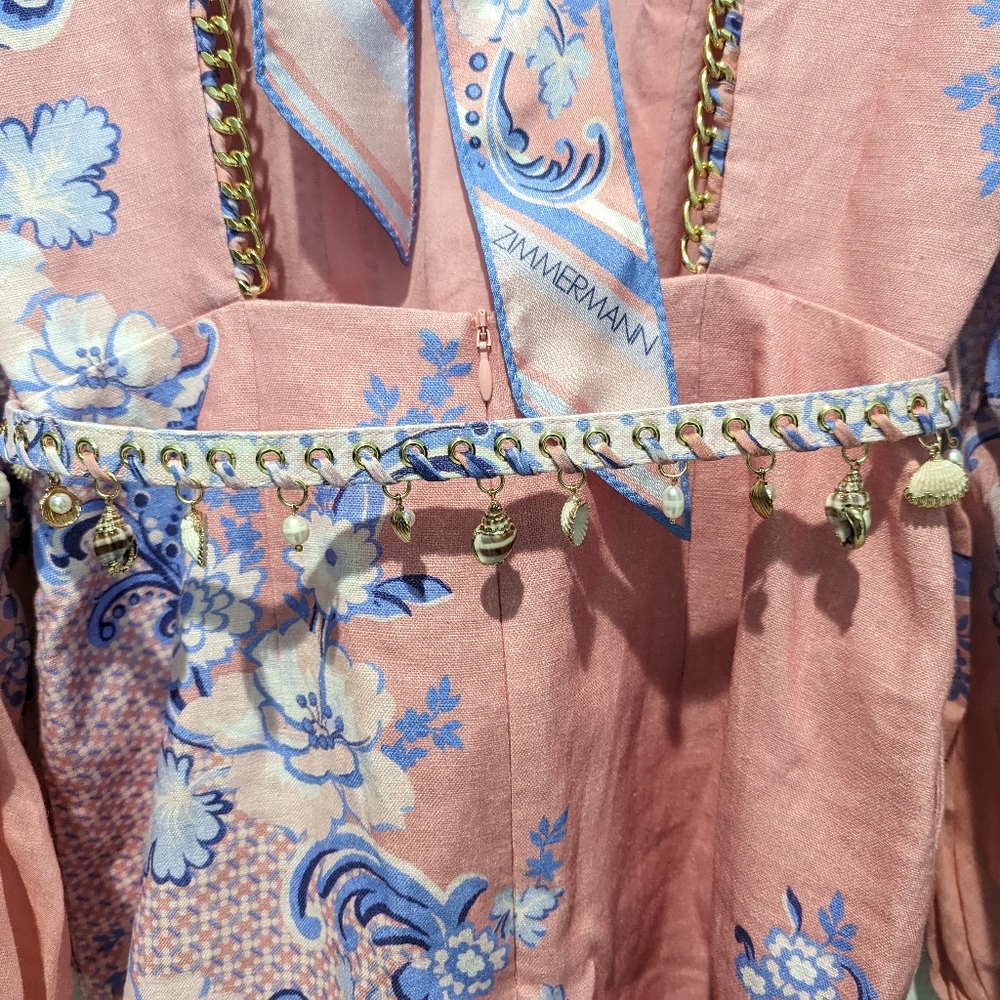 Zimmermann Linen Puff-Sleeve Postcard Minidress - Picture 5 of 12